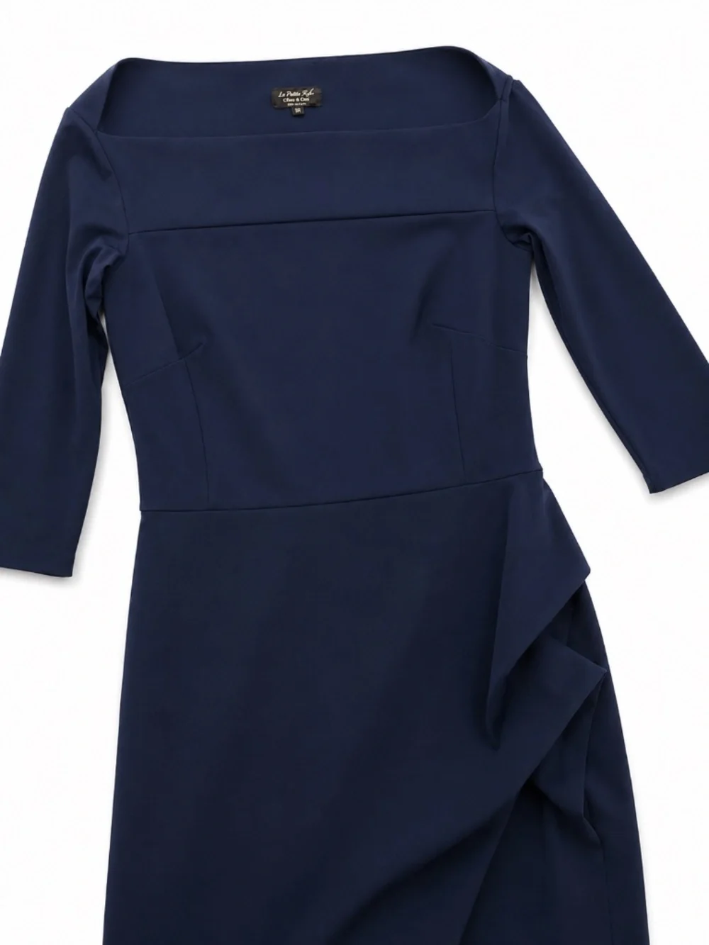 Chiara Boni La Petite Robe Navy Blue Ruched Maxi Dress Size US 14 IT 50 - Picture 5 of 9